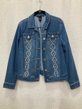 Baccini Women’s Embellished Denim Jacket sz Medium